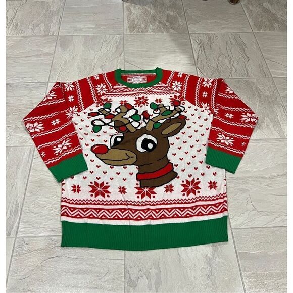 Runway Boulevard Reindeer Christmas Ugly Sweater Pullover Men’s Size Medium 100% - Picture 1 of 9